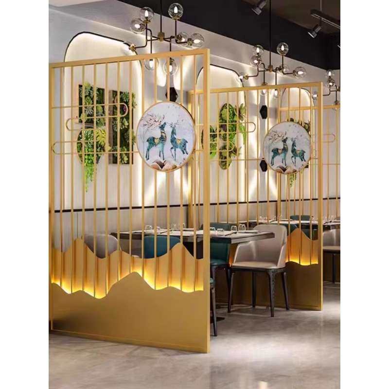 餐厅卡座隔断火锅烧烤店遮挡屏风装饰新中式铁艺镂空玄关格栅商用