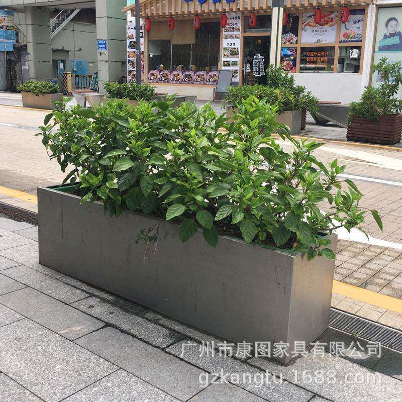 街道不锈钢外花KT-HX020箱园林装饰种植户方长形花盆工市政金属花
