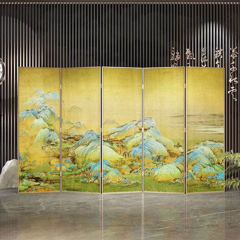 工厂屏风隔断新中式客厅酒店简约现代金属折叠移动双面图遮挡折屏