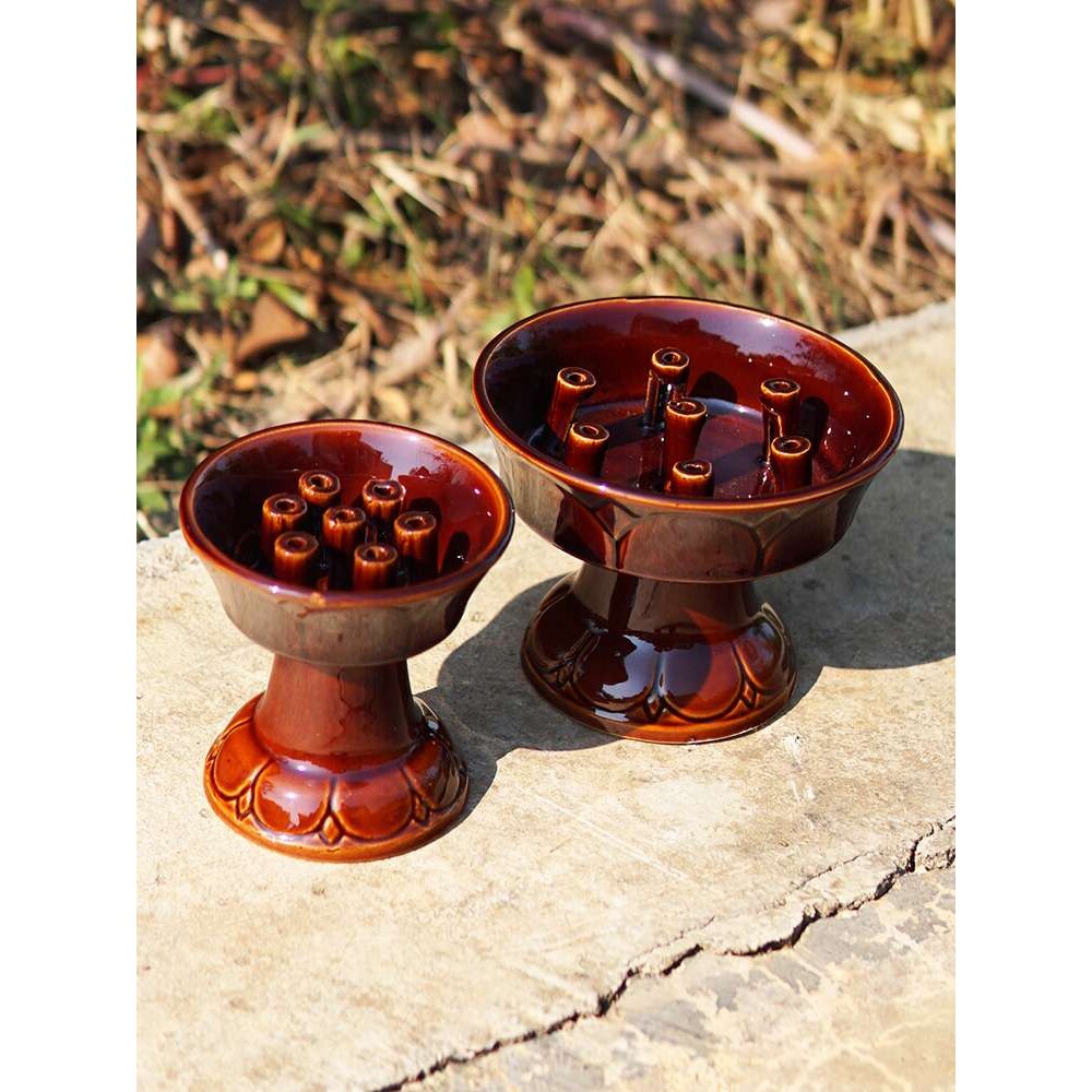 七星灯陶瓷油灯老式陶制煤油灯传统青灯长明酥油灯仿古怀旧