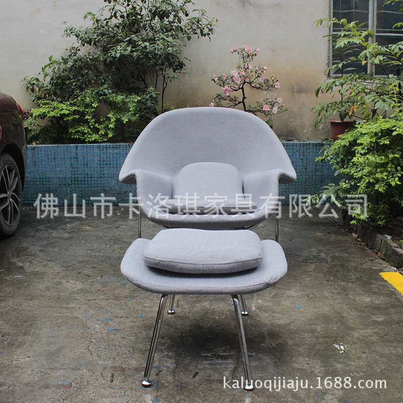 北欧创意休闲单人沙发椅躺椅现代个性子宫椅轻奢布艺玻璃钢洽谈椅