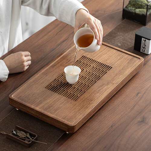 重竹茶盘小型家用干泡茶台中式简约抽屉排水储水整块茶海茶具托盘