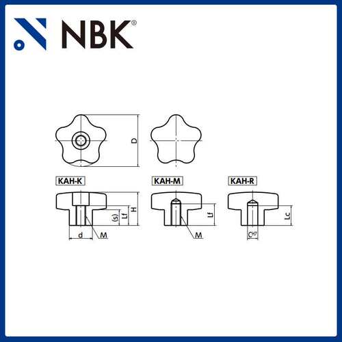 NBK KAH-K铝合金握把旋钮 多角形内螺纹耐腐蚀性优良 机械零配件
