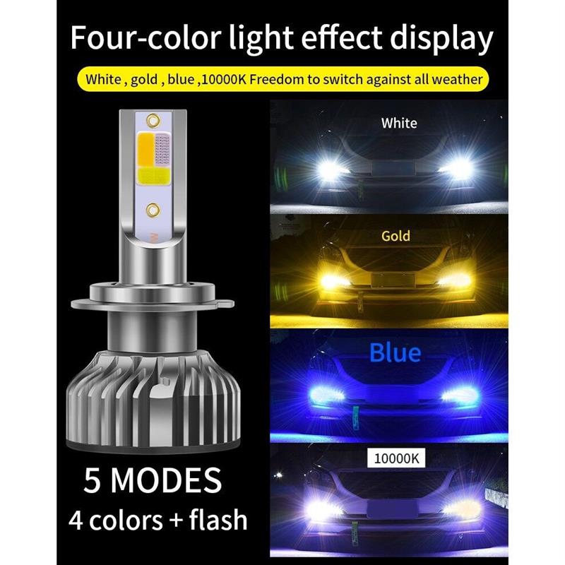 F2五模式汽车LED大灯H1 H3 H4 H7 9005 HB3 HB4 H8 H11 前大灯泡