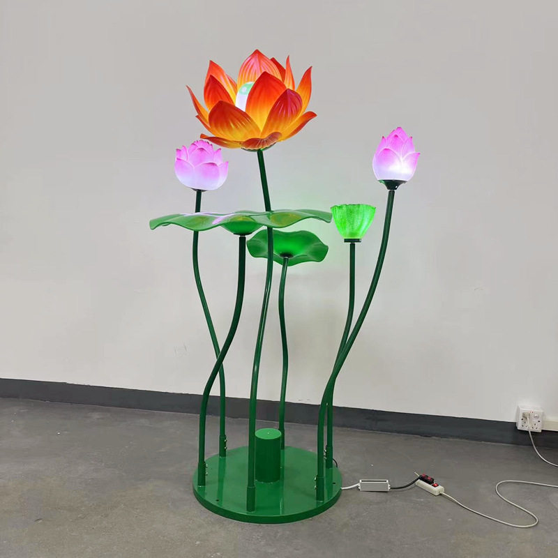 文旅灯光莲藕池荷花灯荷花莲子花芯荷叶LED发光景观灯水池亮化灯