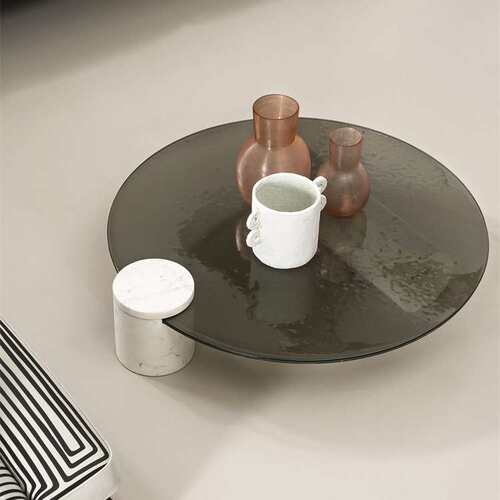 水波纹茶几天然大理石玻璃意式设计师茶几baxter coffee table