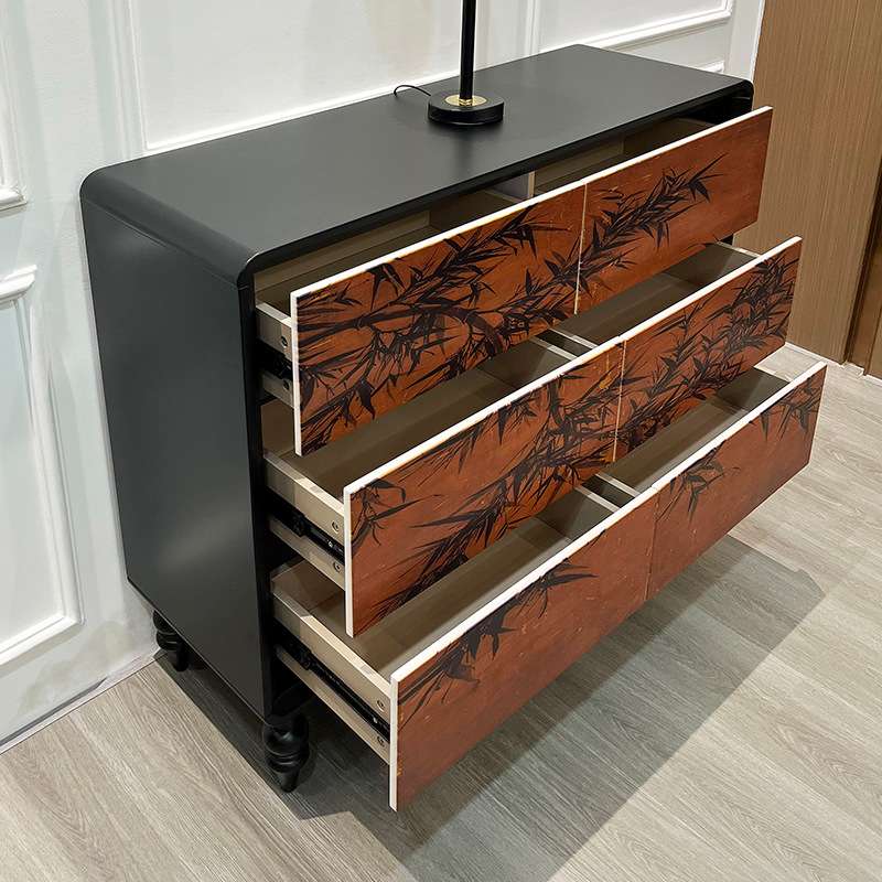 中古风墨竹六斗柜整装卧室靠墙收纳柜家用储物客厅入户玄关装饰柜