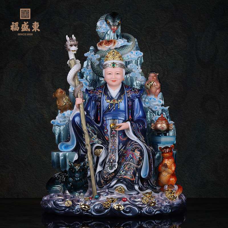 汉白玉黑妈妈像九尾黑老太太神像铁刹山真身供奉家用堂口摆件