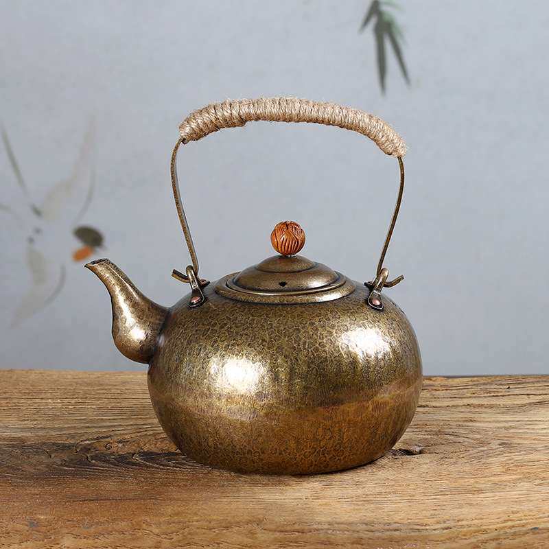 若容茶艺铜壶烧水壶煮茶壶铜水壶纯手工紫铜老铜壶提把仿古铜茶壶
