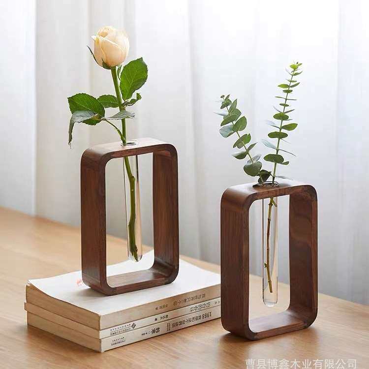 禅意家居装饰摆件日式玻璃鲜花干花水培器客厅桌面迷你插花器