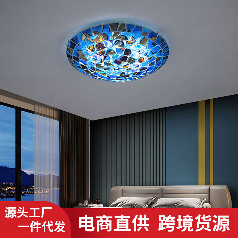 地中海马赛克圆形吸顶灯