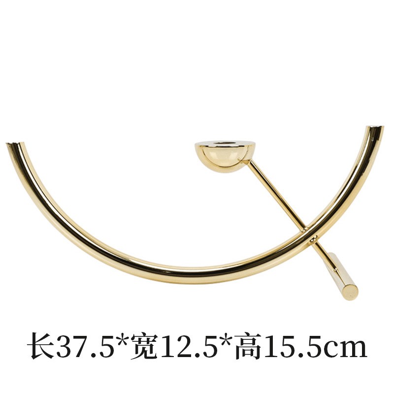 现代简约欧式轻奢几何半圆金属烛台摆件样板房售楼处艺术软装饰品