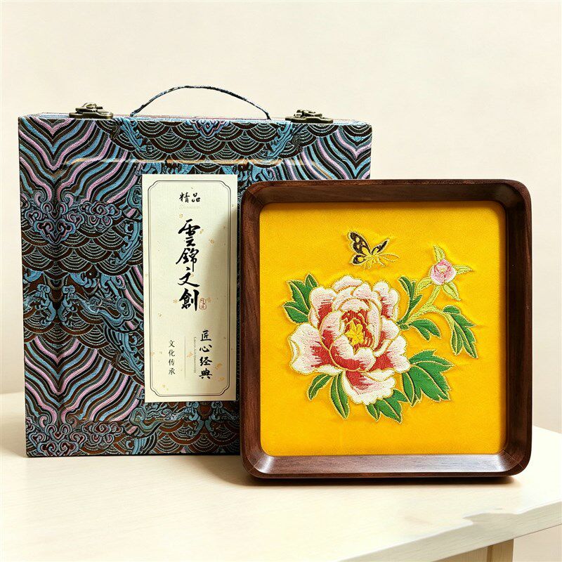 南京特色云锦摆台家居中式框画云锦文创衍生工艺品中国特色摆件
