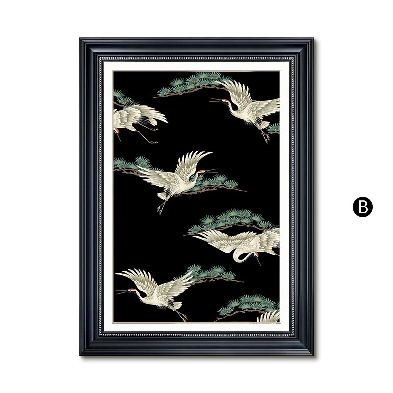 法式中国风复古客厅壁画新中式白鹤古典玄关画餐厅书房中古风挂画