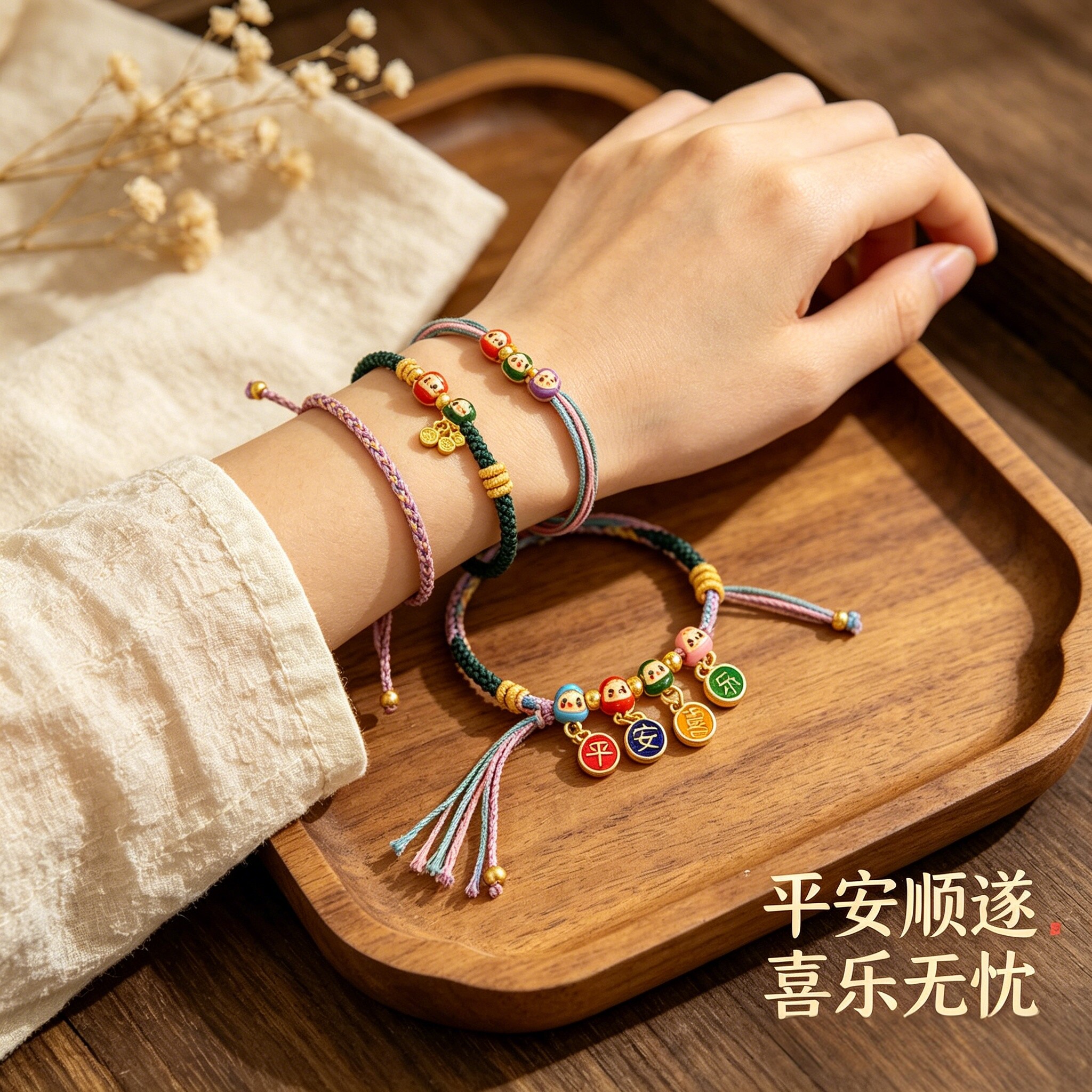 端午节五彩手绳手链手工编织儿童