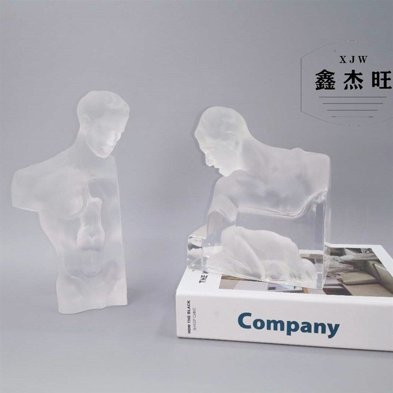 透明水晶人物现代轻奢雕塑摆件样板房展厅售楼处电视柜艺术装饰品