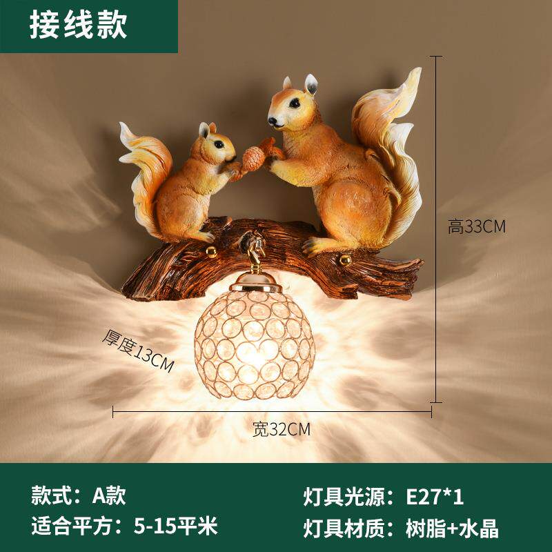 创意儿童壁灯男孩女孩卧室床头客厅书房美式田园动物装饰过道灯具