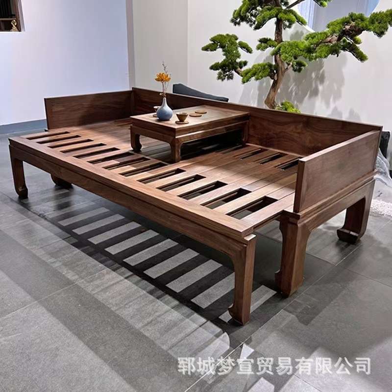 老榆木罗汉床客厅小户型两用实木推拉沙发床美人贵妃榻榆木沙发椅
