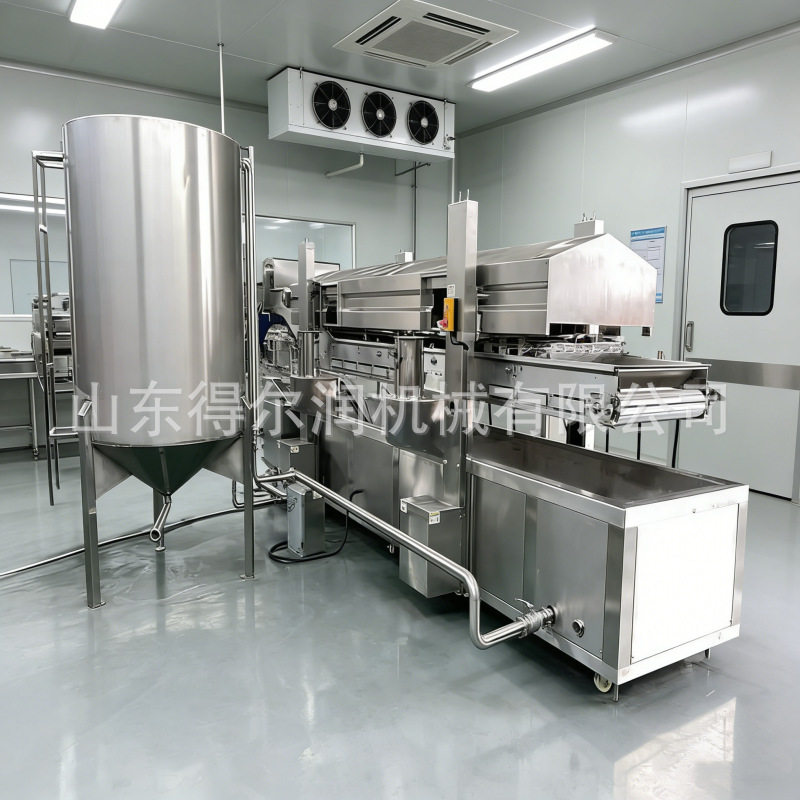 全自动饺子油炸机面食煎饺包子油炸生产线过滤油渣升降式网带