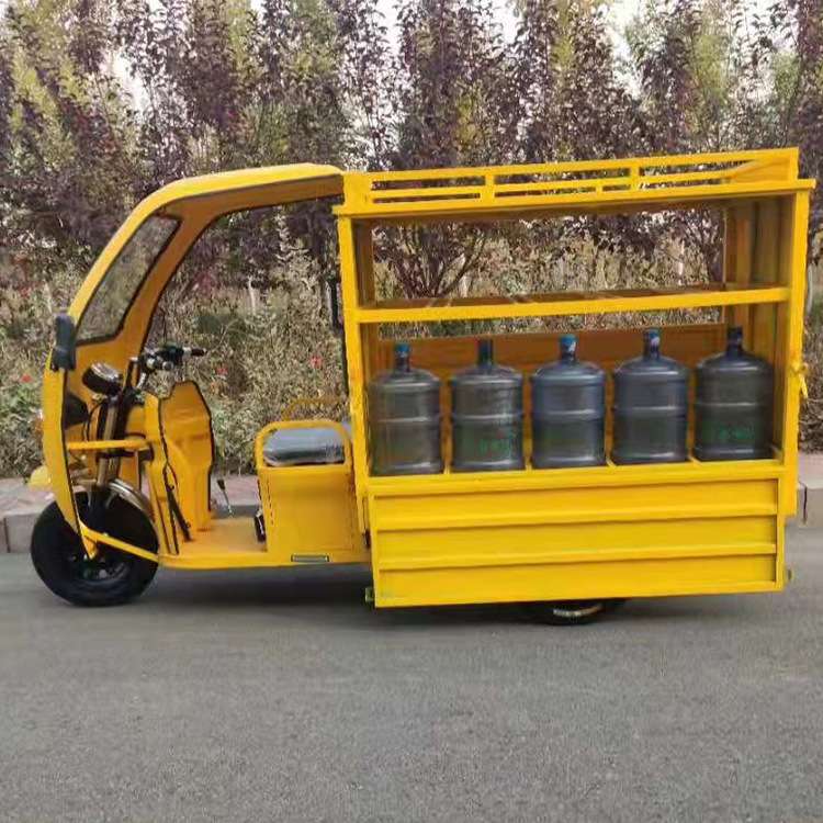 悍博送水三轮车 水桶载货车 社区送水半棚三轮车