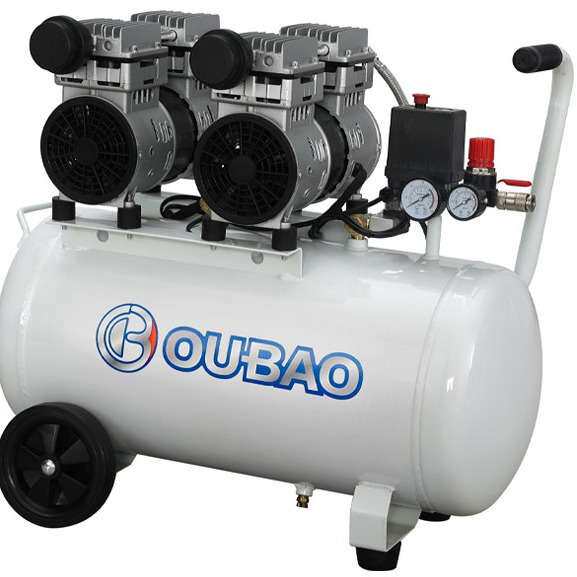 欧堡静音空压机4极50L双头无油机750W*2