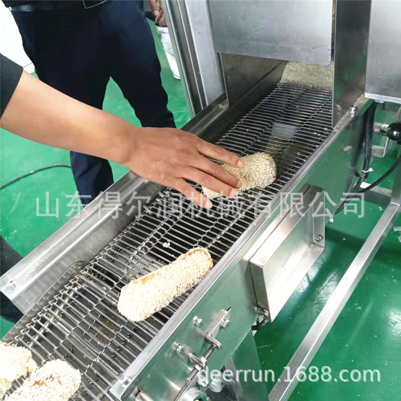 饼干上糖裹芝麻机器全自动糖果撒芝麻机得尔润休闲食品涂层设备