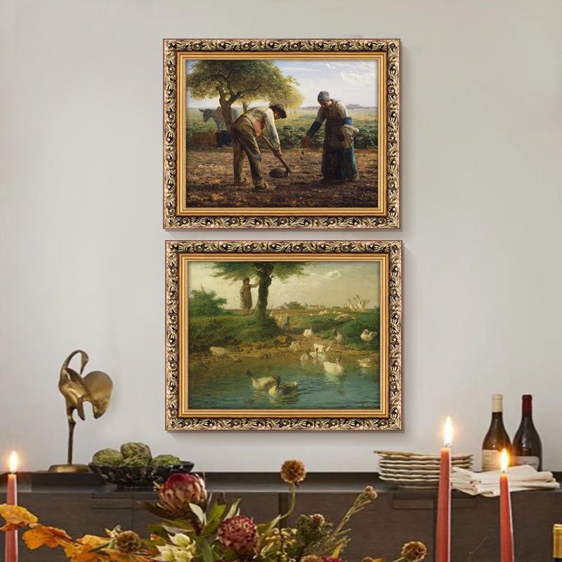 世界名画米勒拾穗者装饰画客厅餐厅油画卧室走廊过道欧式风景挂画