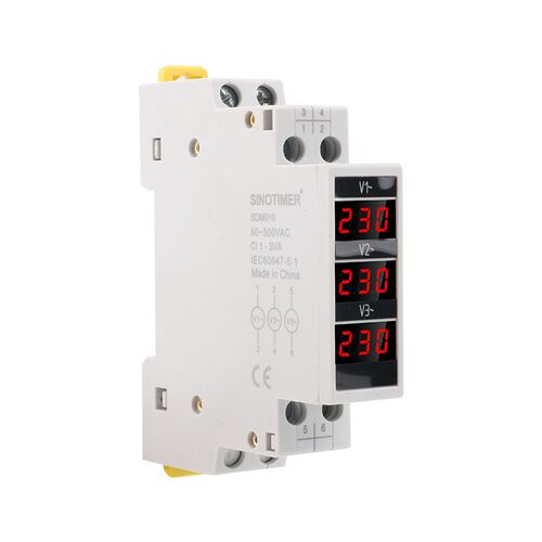 SDM010 模数化导轨式交流三相数显电压表电子电工仪表 AC80-500V