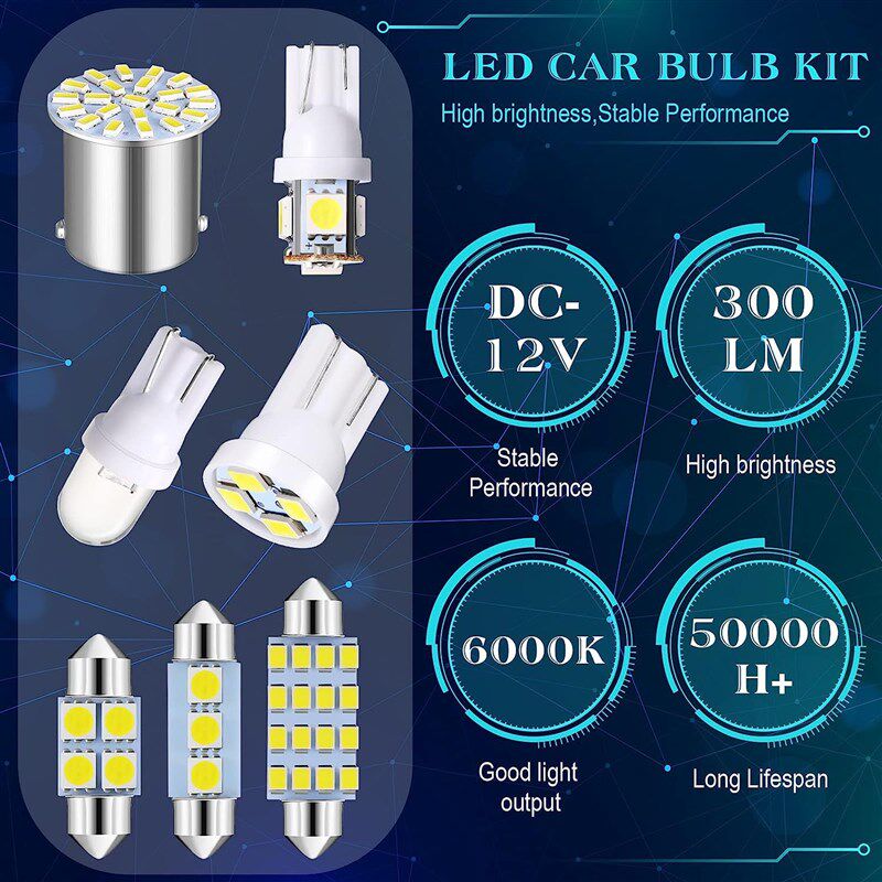 汽车LED车顶灯 70PCS组合套装灯泡 T10示宽灯双尖室内 牌照灯31MM