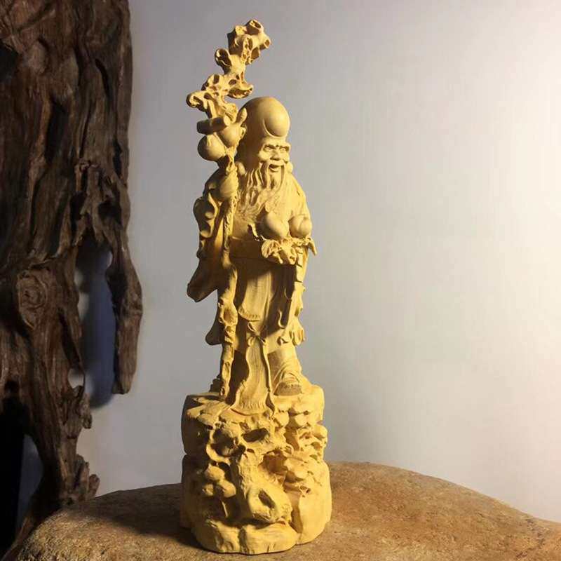 小叶黄杨木老寿星雕刻木雕家居摆饰摆件文玩工艺品厂供应出售