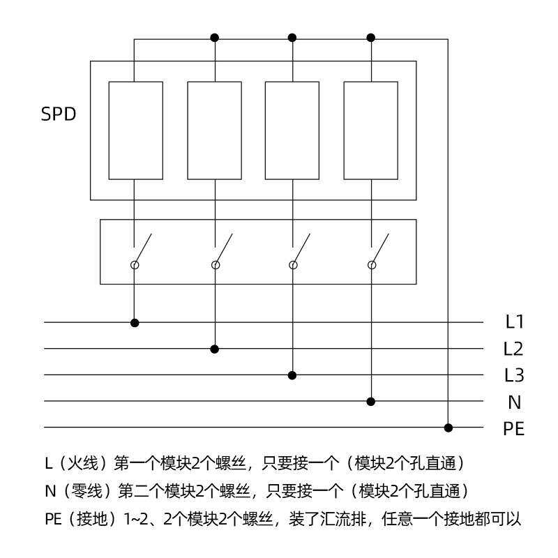 顶世三相一级电源防雷器3P+n25KA浪涌保护器家用4P避雷器电涌380V