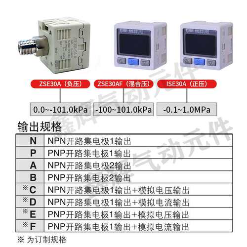 数显压力表开关ISE30A-01-N/P-L/ZSE30A-01-A/B-C/D-L负压真空