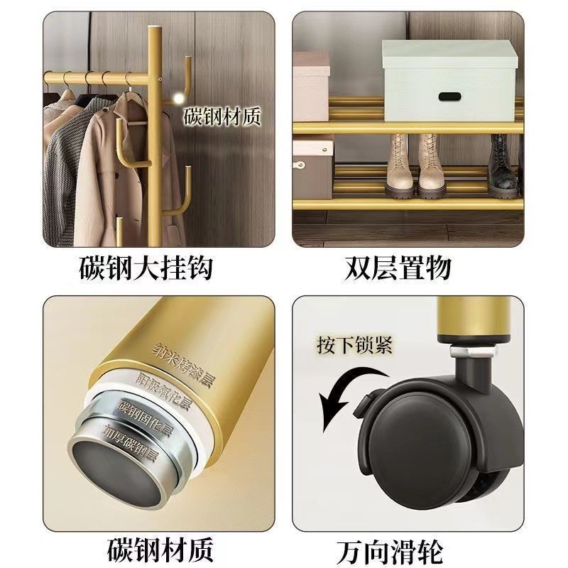单杆式晾衣架落地简易晾衣杆家用卧室内J晒衣架折叠阳台挂衣服架