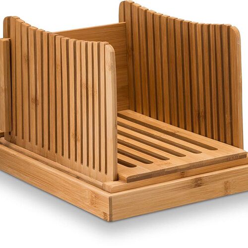 竹制多功能可折叠式面包切片机Bamboo BreHad Slicer 家用面包切