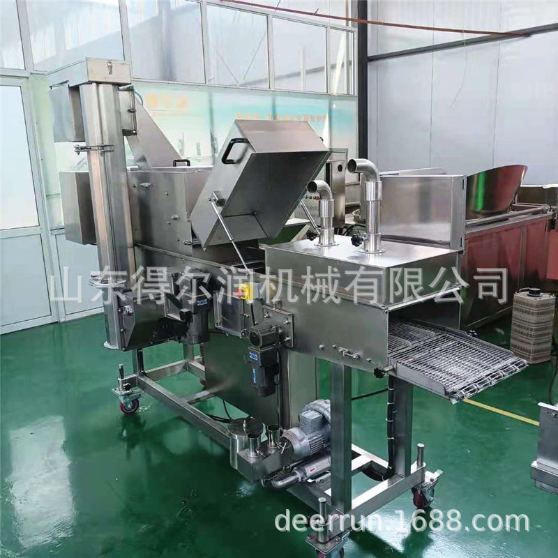 大产量上面包糠机器雪花鸡柳裹糠机上浆上糠机厂家得尔润供应