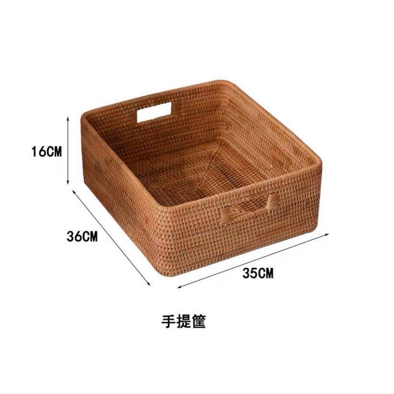 越南藤编收纳筐手工编q织家居收纳筐储物箱置物篮长方形筐篮子