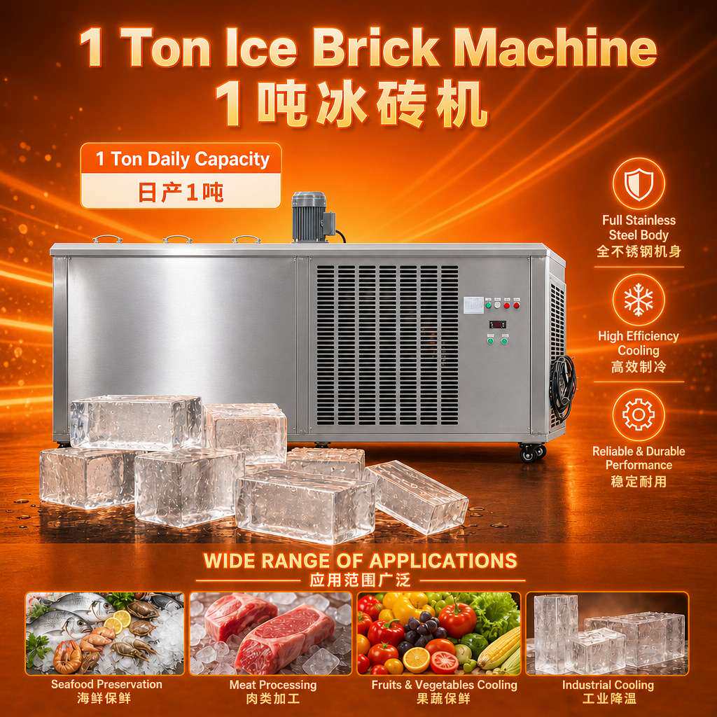 工业小型制冰机车间降温冰条制冰机风冷机室内降温海岛用冰砖机