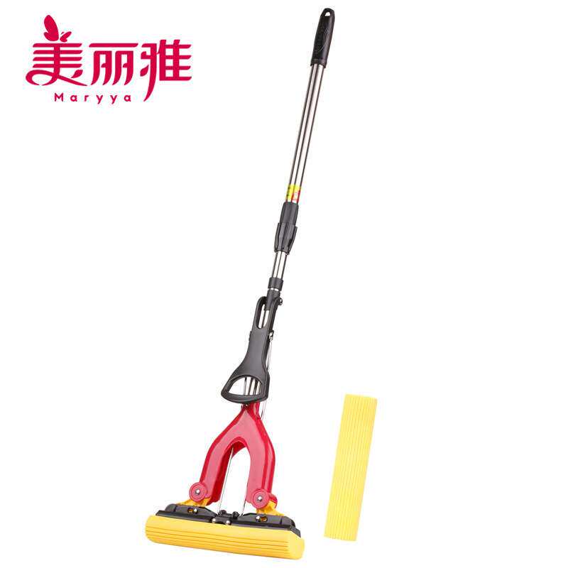 美丽雅 双飞燕对折挤水胶棉地拖 海绵免手洗拖把 吸水墩布 网销版