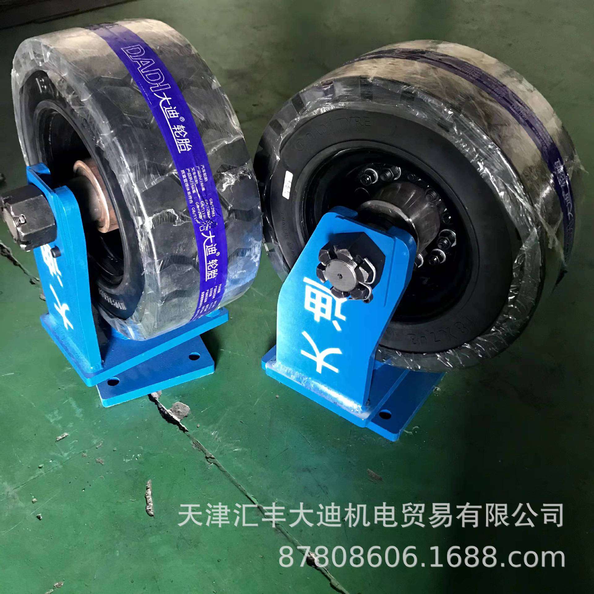 载重型平板拖车腹板式压配式实心轮直径400x200转向轮定向轮
