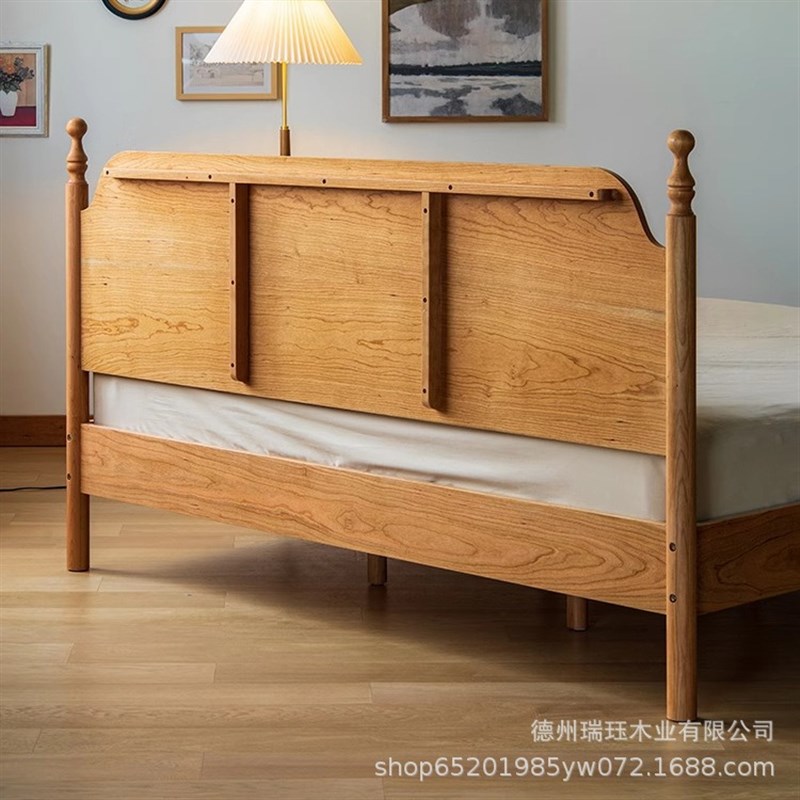 拾影木筑法式实木床北美黑v胡桃木双人床北欧复古中古单人床次卧