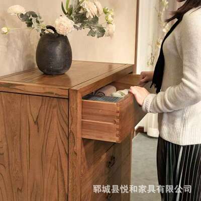 中式老榆木五斗柜客厅抽屉式柜子卧式储物柜复古床头柜边柜收纳柜