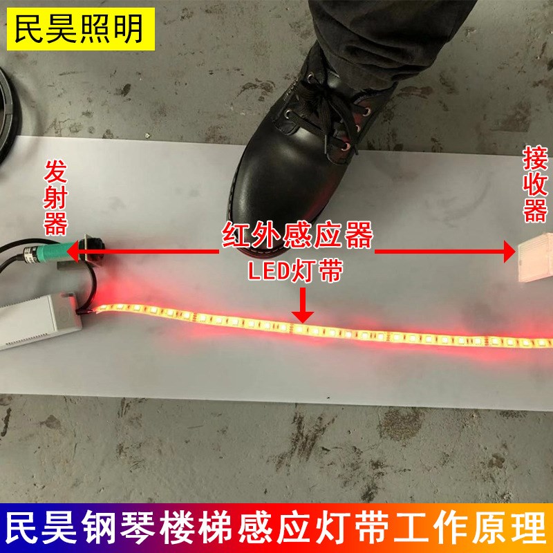 网红LED感应音乐楼梯灯 楼梯钢琴台阶灯 创意网红台阶变色互动灯