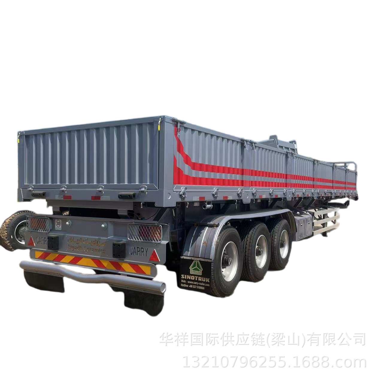 出口中亚13米侧翻自卸挂车 中亚地区额供砂石料运输侧翻拖车