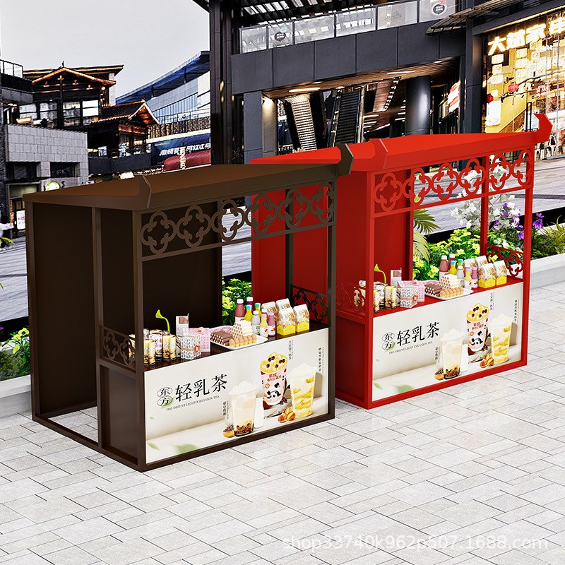 文旅集市活动摆摊架夜市商业街促销棚铁艺创意花车移动地摊展示架