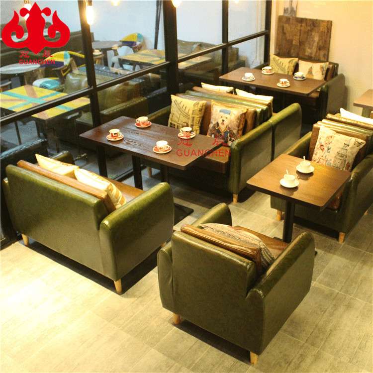 简约咖啡厅沙发奶茶店桌椅组合靠墙甜品店休闲西餐厅卡座沙发组合