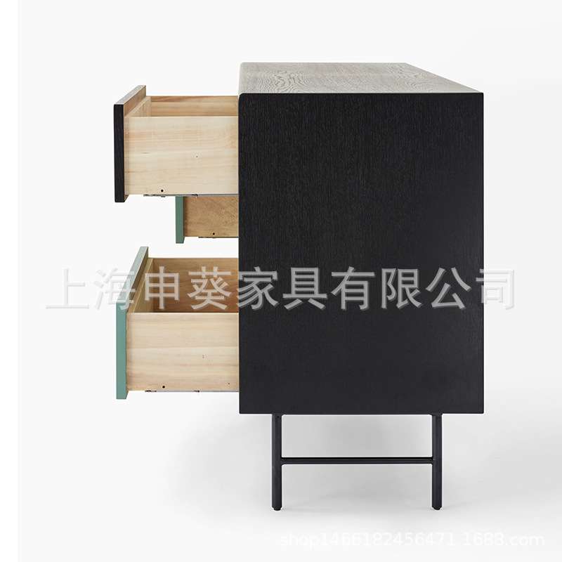 北欧斗柜现代简约餐边柜实木六斗柜橡木多功能客厅储物收纳茶水柜