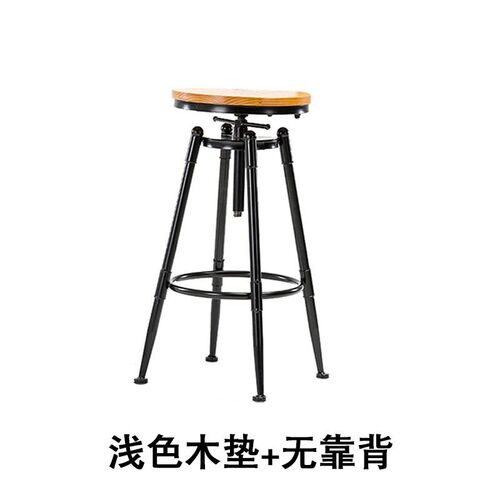 美式实木酒e吧吧台椅 铁艺复古旋转升降椅 外贸可调节高脚凳