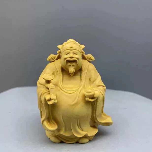 黄杨木福禄寿摆件高9厘米实木雕刻福星寿星禄星财神家居工艺摆件