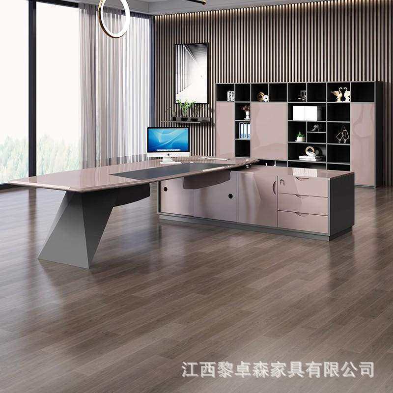 烤漆老板桌大班台现代简约经理女总裁桌办公桌时尚大气办公室桌椅