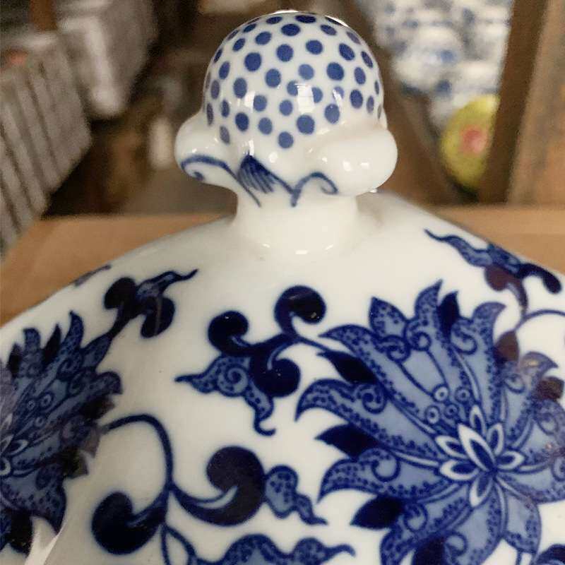 中国风青花瓷花瓶陶瓷中古风小果盘纸巾盒钥匙收纳装饰储物罐